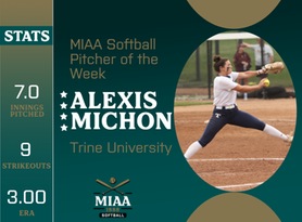 Alexis Michon, Trine, MIAA Softball Position Player of the Week 3/18/24