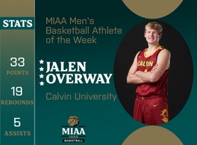 Jalen Overway, Calvin, MIAA Men's Basketball Athlete of the Week 11/27/23