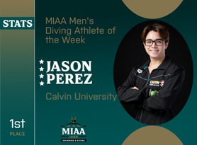 Jason Perez, Calvin, MIAA Men's Diving Athlete of the Week 10/23/23