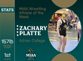 Zachary Platte, Adrian, MIAA Wrestling Athlete of the Week 11/6/23