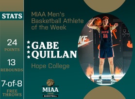 Gabe Quillan, Hope, MIAA Men's Basketball Athlete of the Week 12/4/23