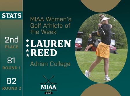 Lauren Reed, Adrian, MIAA Women's Golf Athlete of the Week 3/25/24