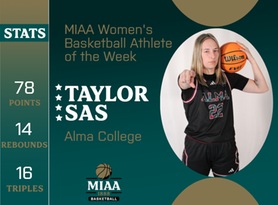Taylor Sas, Alma, MIAA Women's Basketball Athlete of the Week 11/27/23