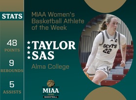 Taylor Sas, Alma, MIAA Women's Basketball Athlete of the Week 1/22/24
