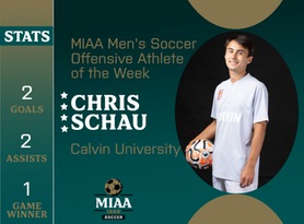Chris Schau, Calvin, MIAA Men's Soccer Offensive Athlete of the Week 9/25/23