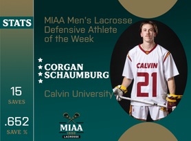 Corgan Schaumburg, Calvin, MIAA Men's Lacrosse Defensive Athlete of the Week 4/8/24