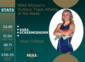 Sara Schermerhorn, Hope, MIAA Women's Outdoor Track Athlete of the Week 4/8/24