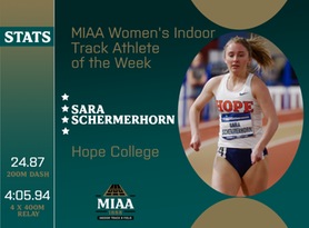 Sara Schermerhorn, Hope, MIAA Women's Indoor Track Athlete of the Week 12/11/23