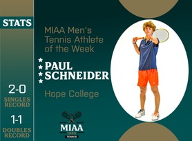Paul Schneider, Hope, MIAA Men's Tennis Athlete of the Week 1/29/24