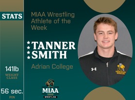 Tanner Smith, Adrian, MIAA Wrestling Athlete of the Week 1/22/24