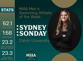 Sydney Sonday, Calvin, MIAA Women's Swimming Athlete of the Week 1/16/24