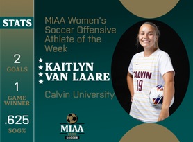 Kaitlyn Van Laare, Calvin, MIAA Women's Soccer Offensive Athlete of the Week 10/16/23