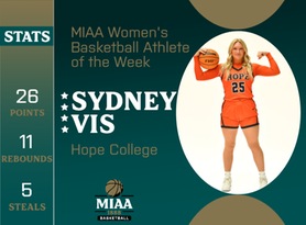 Sydney Vis, Hope, MIAA Women's Basketball Athlete of the Week 1/16/24