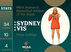Sydney Vis, Hope, MIAA Women's Basketball Athlete of the Week 2/12/24