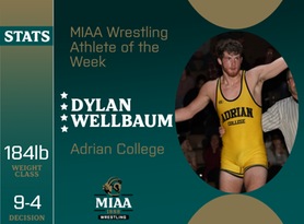 Dylan Wellbaum, Adrian, MIAA Wrestling Athlete of the Week 1/29/24