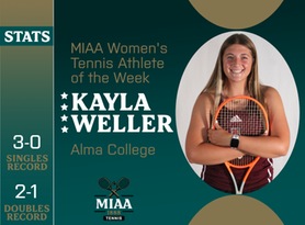 Kayla Weller, Alma, MIAA Women's Tennis Athlete of the Week 4/15/24