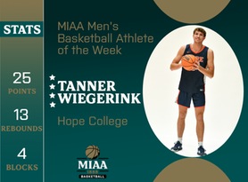 Tanner Wiegerink, Hope, MIAA Men's Basketball Athlete of the Week 12/18/23