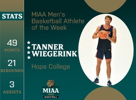Tanner Wiegerink, Hope, MIAA Men's Basketball Athlete of the Week 2/26/24