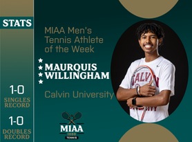 Maurquis Willingham, Calvin, MIAA Men's Tennis Athlete of the Week 4/1/24