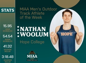 Nathan Woolum, Hope, MIAA Men's Outdoor Track Athlete of the Week 4/15/24