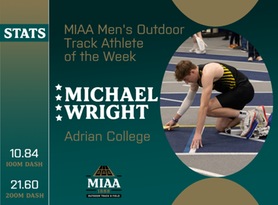 Michael Wright, Adrian, MIAA Men's Outdoor Track Athlete of the Week 3/25/24