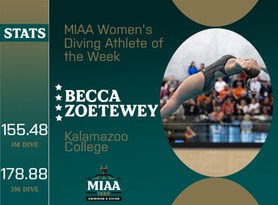 Becca Zoetewey, Kalamazoo, MIAA Women's Diving Athlete of the Week 10/23/23