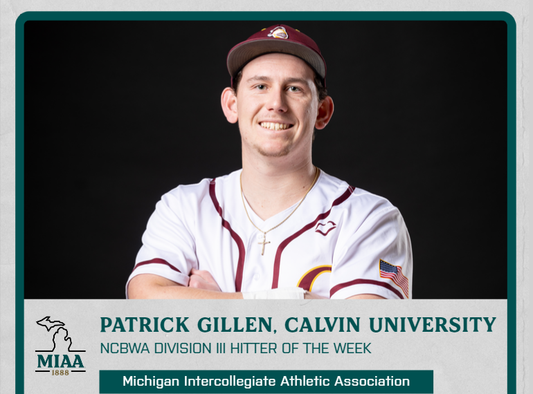 Calvin's Patrick Gillen Named NCBWA Division III Hitter of the Week