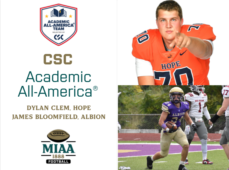 Hope's Clem and Albion's Bloomfield Named to CSC Academic All-America&reg; Football Teams