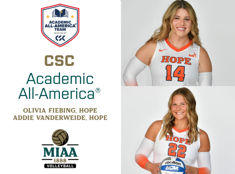 Hope's Olivia Fiebing and Addie VanderWeide Selected to Academic All-America&reg; Volleyball Teams